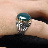 Silver Retro Luxury Big Tiger Eye and Agate Rings - ringsuniverse