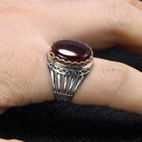 Silver Retro Luxury Big Tiger Eye and Agate Rings - ringsuniverse