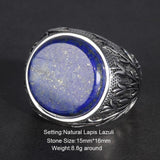 Solid Silver Natural Lapis Lazuli Tree Branches Engraved Ring - ringsuniverse
