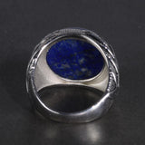 Solid Silver Natural Lapis Lazuli Tree Branches Engraved Ring - ringsuniverse