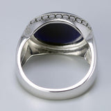 Real Silver Oval Shape Blue Tiger Eyes Ring - ringsuniverse