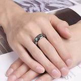 New Trend Inlaid Abalone Shell Beveled Tungsten Ring - Rings Universe