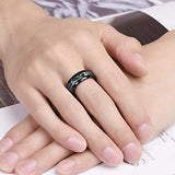 Abalone Shell & Polished Black Faceted  8mm Tungsten Carbide Rings Trendy, Wedding Ring - ringsuniverse