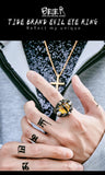 Punk Rock Claw Zircon Stone Evil Eyeball Skull Ring - Rings Universe