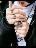 Punk Rock Claw Zircon Stone Evil Eyeball Skull Ring - Rings Universe