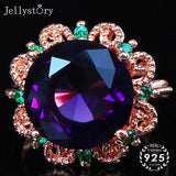 Classic Silver Amethyst Gemstone Charms ring - ringsuniverse