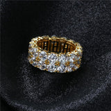 Hip Hop 2 Rows CZ Full Bling Iced Out Ring - ringsuniverse