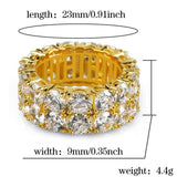 Hip Hop 2 Rows CZ Full Bling Iced Out Ring - ringsuniverse