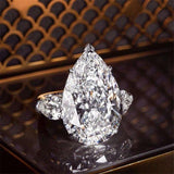 Water Drop 2ct Diamond Luxury Silver Engagement Ring - Rings Universe