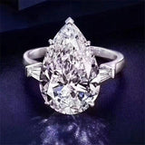 Water Drop 2ct Diamond Luxury Silver Engagement Ring - Rings Universe