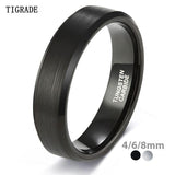 Black Tungsten Carbide Brushed Silver Color Rings - Rings Universe