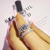 Luxury Silver AAA Quality Zircon Diamonds Ring Set - ringsuniverse