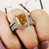 AAA+ Cz Crystals and Diamonds Wedding Engagement Rings set - ringsuniverse