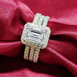 AAA+ Cz Crystals and Diamonds Wedding Engagement Rings set - ringsuniverse