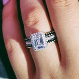 AAA+ Cz Crystals and Diamonds Wedding Engagement Rings set - ringsuniverse