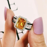 AAA+ Cz Crystals and Diamonds Wedding Engagement Rings set - ringsuniverse