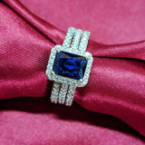 AAA+ Cz Crystals and Diamonds Wedding Engagement Rings set - ringsuniverse