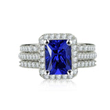 AAA+ Cz Crystals and Diamonds Wedding Engagement Rings set - ringsuniverse