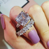 Silver 2 Ct Rings 2-Pc Asscher/Princess Cut Ring Set - ringsuniverse