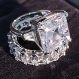 Silver 2 Ct Rings 2-Pc Asscher/Princess Cut Ring Set - ringsuniverse
