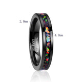 AAA Quality new 4MM wide inlaid opal black wedding rings tungsten carbide ring men T091R tungsten carbide ring - ringsuniverse