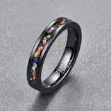 AAA Quality new 4MM wide inlaid opal black wedding rings tungsten carbide ring men T091R tungsten carbide ring - ringsuniverse