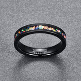 AAA Quality new 4MM wide inlaid opal black wedding rings tungsten carbide ring men T091R tungsten carbide ring - ringsuniverse