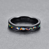 AAA Quality new 4MM wide inlaid opal black wedding rings tungsten carbide ring men T091R tungsten carbide ring - ringsuniverse