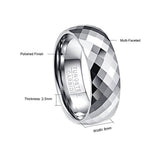 Multi-Faceted High Polished Domed Tungsten Ring - Rings Universe