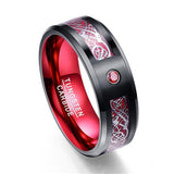AAA Quality Foreign Trade Carbon Fiber Scrub Blue Zircon Men Rings 100% Tungsten Carbide Anillos para hombres Black Dragon - ringsuniverse