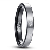 Couples Brushed Finish Dome Matte Black Tungsten Carbide Wedding Rings - ringsuniverse