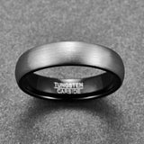 Couples Brushed Finish Dome Matte Black Tungsten Carbide Wedding Rings - ringsuniverse