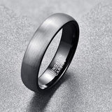 Couples Brushed Finish Dome Matte Black Tungsten Carbide Wedding Rings - ringsuniverse