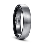 Couples Brushed Finish Dome Matte Black Tungsten Carbide Wedding Rings - ringsuniverse