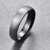 Couples Brushed Finish Dome Matte Black Tungsten Carbide Wedding Rings - ringsuniverse