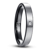 Couples Brushed Finish Dome Matte Black Tungsten Carbide Wedding Rings - ringsuniverse