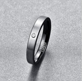 Couples Brushed Finish Dome Matte Black Tungsten Carbide Wedding Rings - ringsuniverse