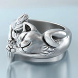 Thai kitten Silver Color Retro Ring - Rings Universe