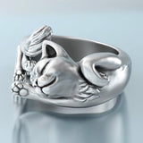 Thai kitten Silver Color Retro Ring - Rings Universe