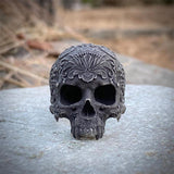 Unique Black Flower Skull Men's Ring - Very Popular - ringsuniverse