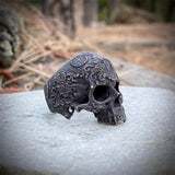 Unique Black Flower Skull Men's Ring - Very Popular - ringsuniverse