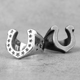 Horseshoe U-shaped Star Black Stainless Steel Mens Rings Punk Hip Hop for Male Boyfriend Biker Jewelry Creativity Gift Wholesale - ringsuniverse