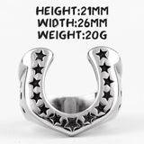 Horseshoe U-shaped Star Black Stainless Steel Mens Rings Punk Hip Hop for Male Boyfriend Biker Jewelry Creativity Gift Wholesale - ringsuniverse