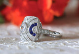 2021 New Design Fashion Silver Unique Blue Crystals Ring - ringsuniverse