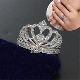 Queen Crown Silver Simulated VVS1 Quality Diamond Engagement Ring - Rings Universe