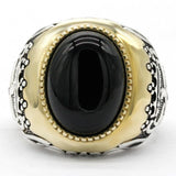 New Style Silver Oval Black Natural Agate Stone Ring - Rings Universe