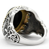 New Style Silver Oval Black Natural Agate Stone Ring - Rings Universe