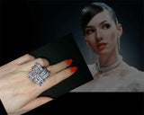 Big Flower Luxury Simulated Diamond Engagement Wedding Ring - ringsuniverse
