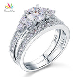 Vintage 1 Ct Lab Diamond 2-Pc Wedding Engagement Ring Set - Rings Universe