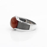 New Natural Red Semi-precious Agate Stone Ring For Men - Rings Universe
